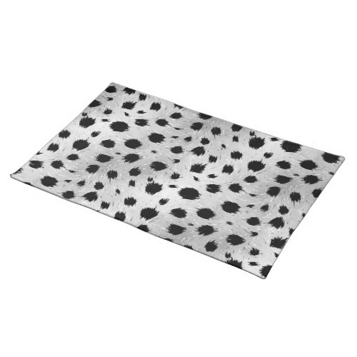 Black and White Dalmatian Spots Pattern Cloth Placemat