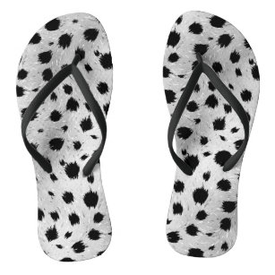 Black and White Dalmatian Spots Pattern Flip Flops
