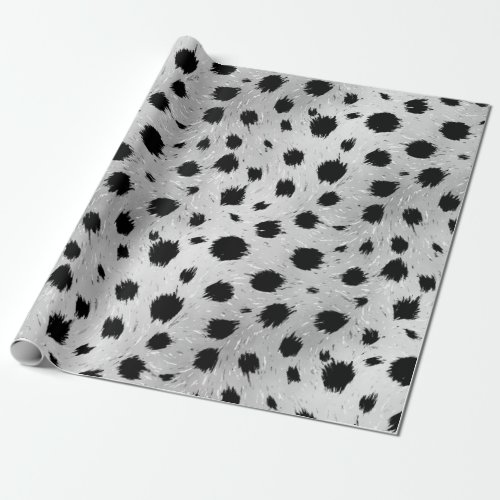Black and White Dalmatian Spots Pattern Wrapping Paper