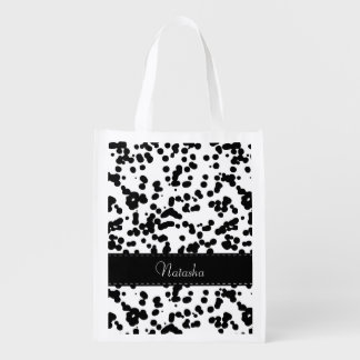 Black and White Dalmatian Spots Reusable Grocery Bag