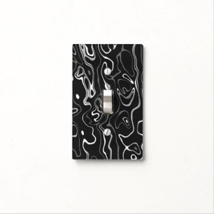 Black and white damascus abstract pattern light switch cover