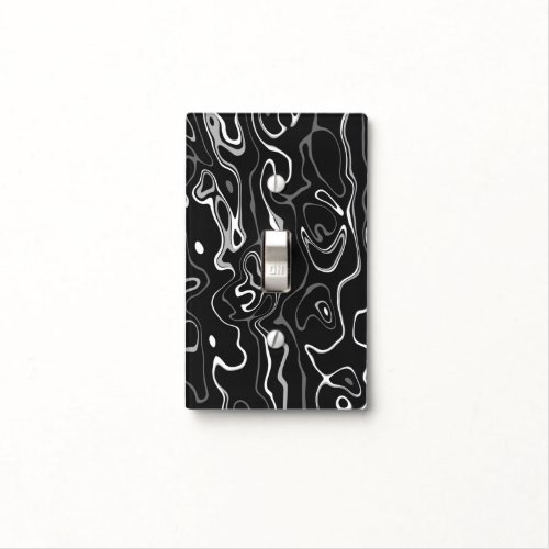 Black and white damascus abstract pattern light switch cover
