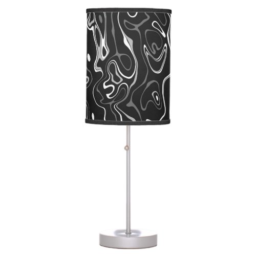 Black and white damascus abstract pattern table lamp