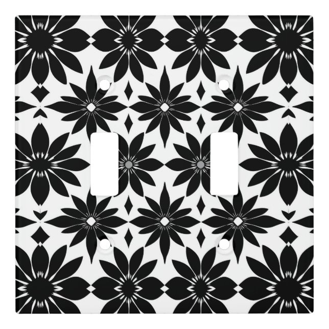 Black and white Damascus pattern Light Switch Cover (Front)