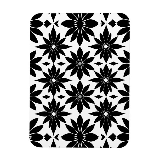 Black and white Damascus pattern Magnet (Vertical)