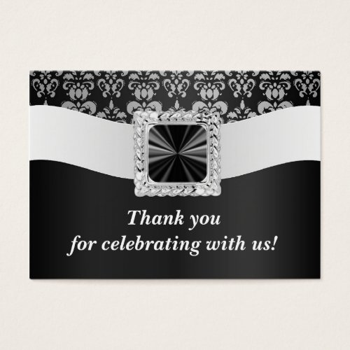 Black and white damask business card