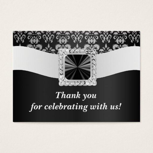 Customizable Black and white damask business card