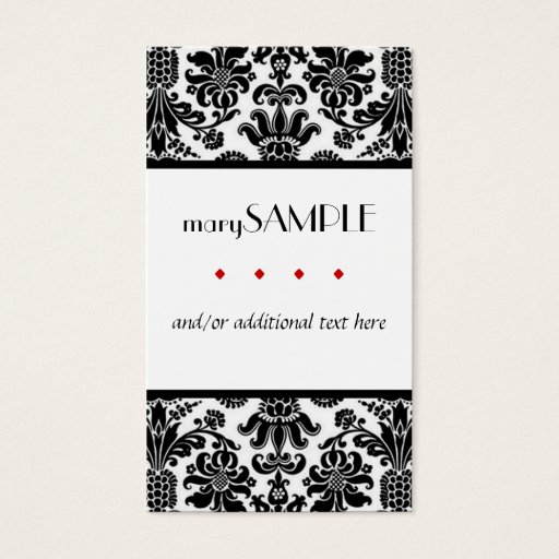 Customizable Black and White Damask Business Card