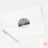 Black and White Damask 1.5" Round Sticker (Envelope)