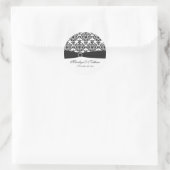 Black and White Damask 1.5" Round Sticker (Bag)