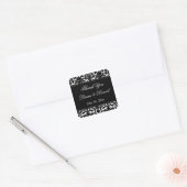 Black and White Damask 1.5" Thank You Sticker (Envelope)