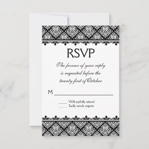 Black and White Damask 1 Personalized Announcement