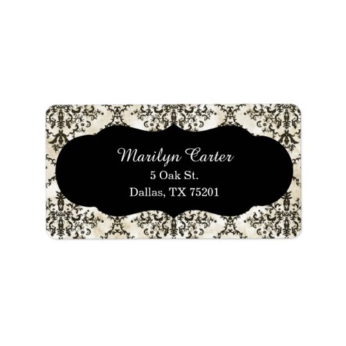 Black and White Damask Address Label