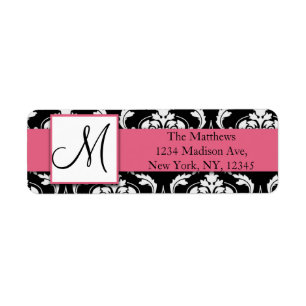 Black and White Damask Address Labels