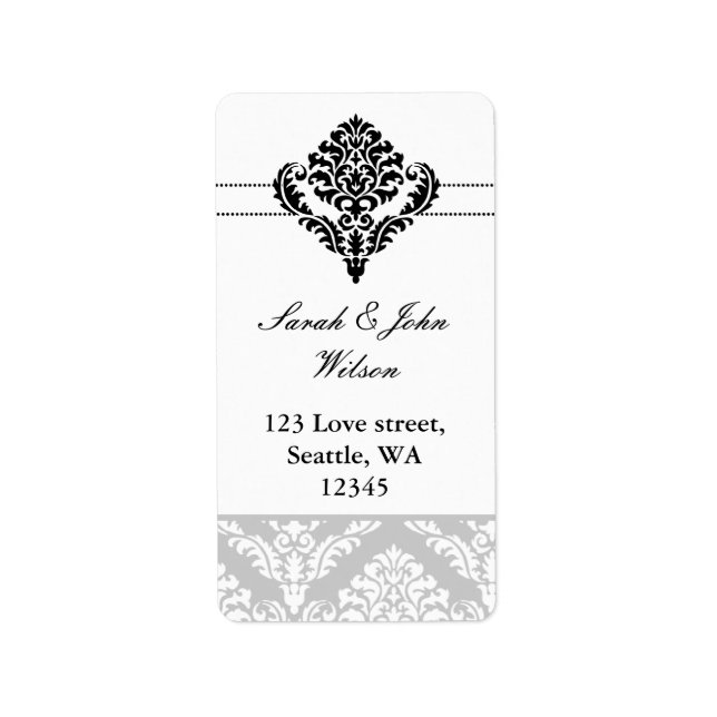 "black and white" damask address labels (Front)