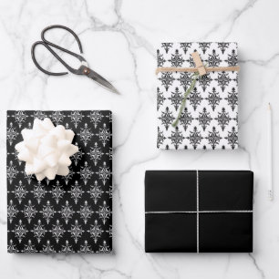 Black And White Damask Any Occasion Wrapping Paper Sheets