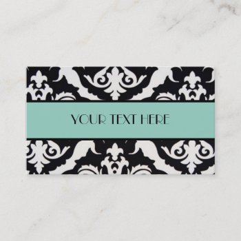 Black And White Damask Business Card by cami7669 at Zazzle