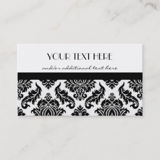 Customizable Black and White Damask Business Cards