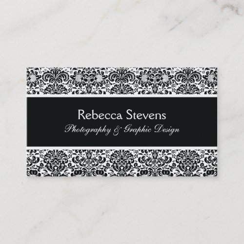 Black and White Damask Business Card