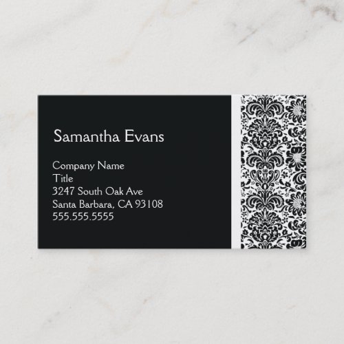 Black and White Damask Business Card