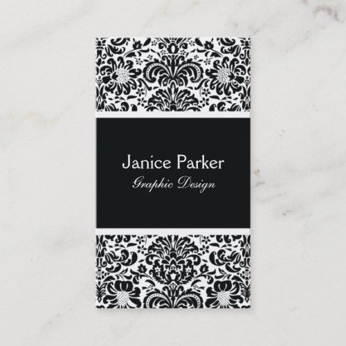 Black and White Damask Business Card
