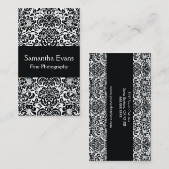 Black and White Damask Business Card | Zazzle