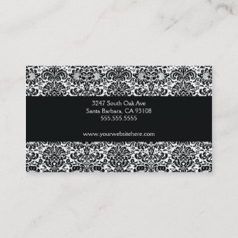 Black and White Damask Business Card | Zazzle