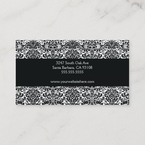 Black and White Damask Business Card | Zazzle