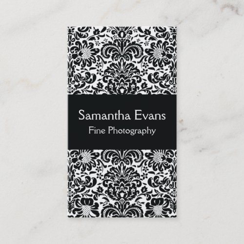 Black and White Damask Business Card