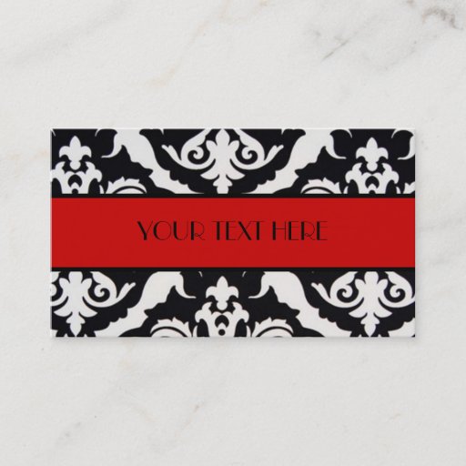Customizable Black and White Damask Business Cards