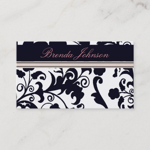 Black and White Damask Business Card