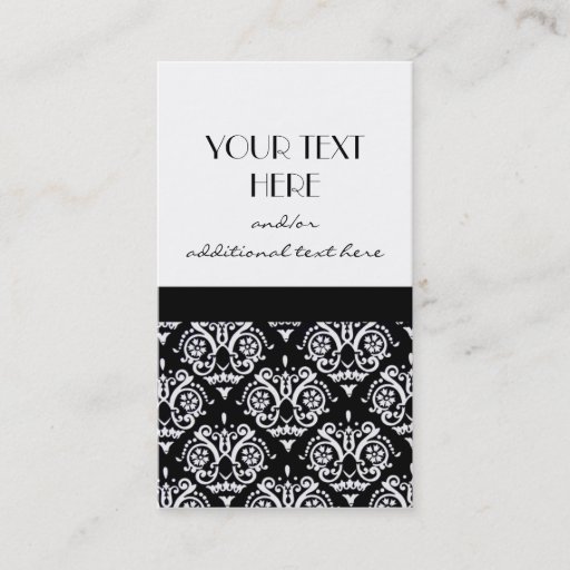 Customizable Black and White Damask Business Card