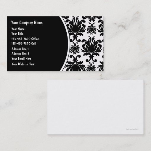 Black And White Damask Business Cards | Zazzle
