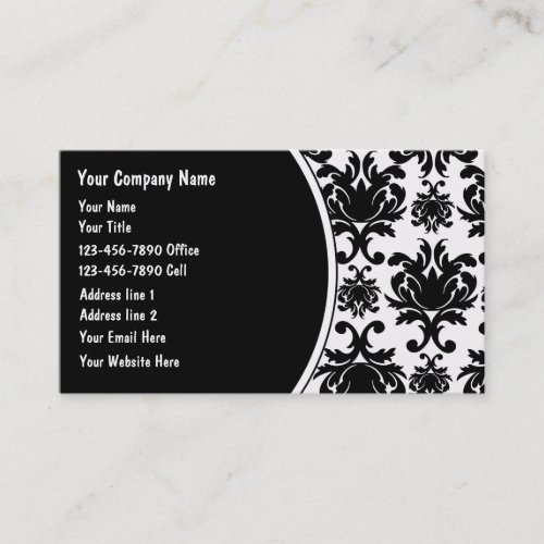Black And White Damask Business Cards