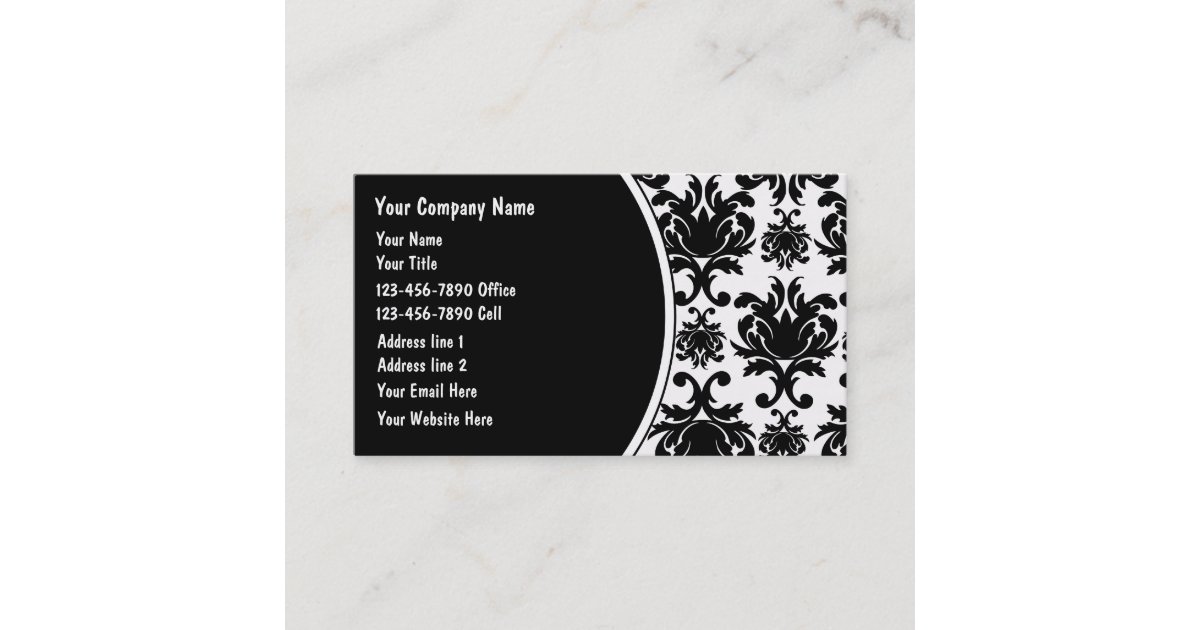 Black And White Damask Business Cards | Zazzle