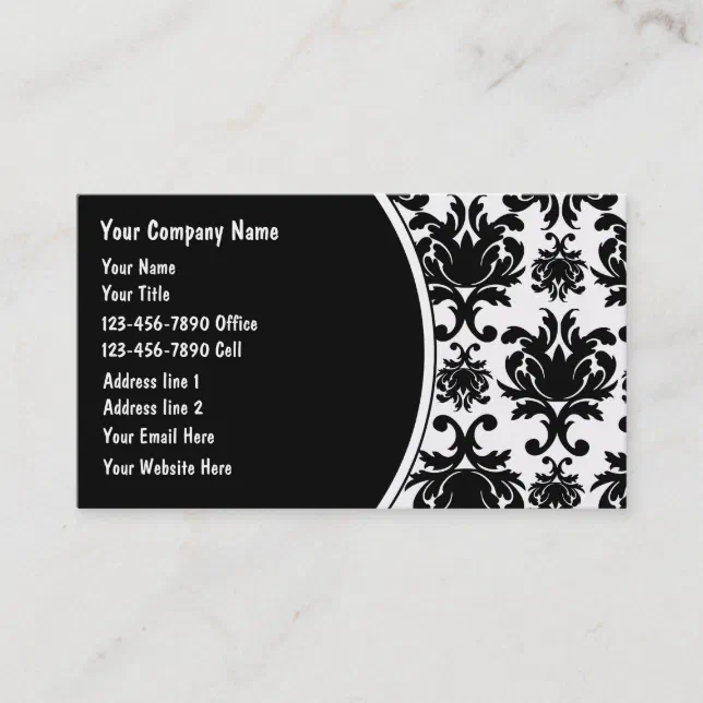 Black And White Damask Business Cards | Zazzle
