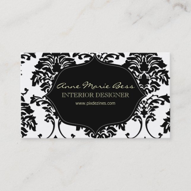 Black and white Damask  business cards (Front)
