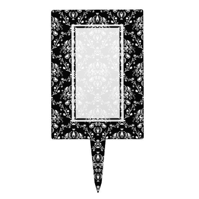 Black and White Damask Cake Topper (Front)
