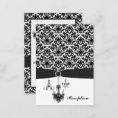Black and White Damask Chandeliers Enclosure Card (Front/Back)