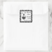 Black and White Damask Chandeliers Wedding Favor Square Sticker (Bag)