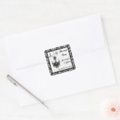 Black and White Damask Chandeliers Wedding Favor Square Sticker (Envelope)