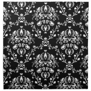 Black and White Damask Cloth Napkin
