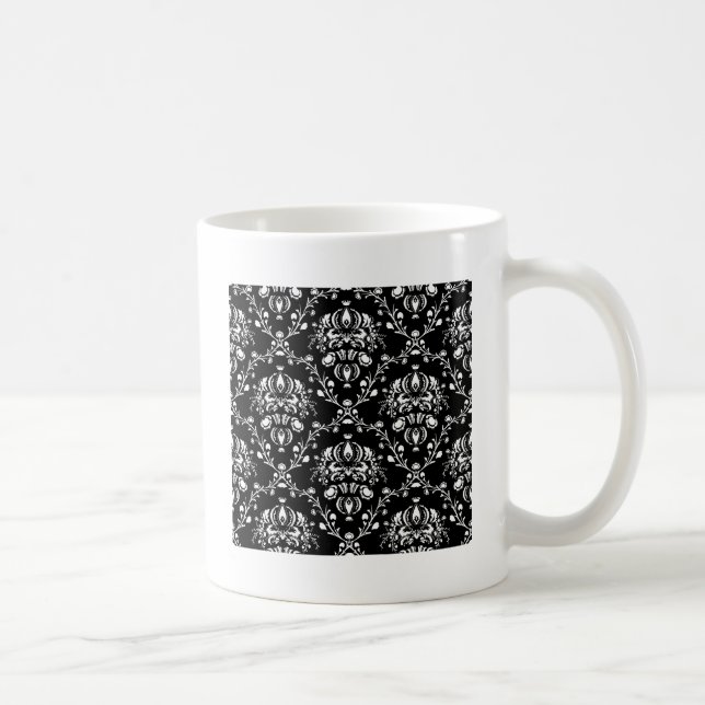 Black and White Damask Coffee Mug (Right)