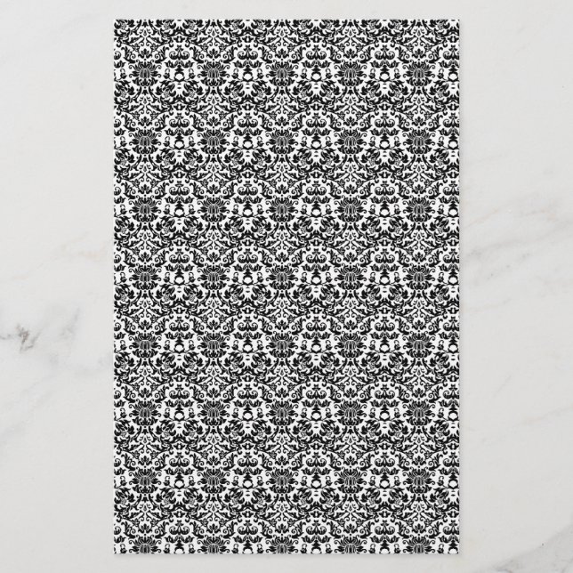 Black and White Damask Craft Paper (Front)