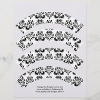 BLACK AND WHITE DAMASK CUPCAKE LINER CUTOUT
