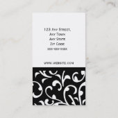 Black and White Damask Customizable Business Card (Back)