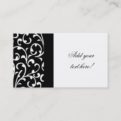 Black and White Damask Customizable Business Card