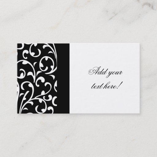 Customizable Black and White Damask Customizable Business Card