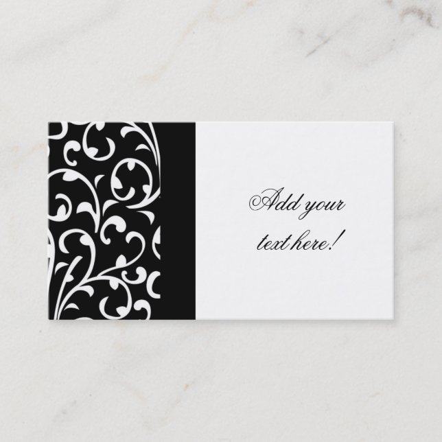 Black and White Damask Customizable Business Card (Front)