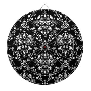 Black and White Damask Dart Board
